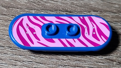 Lego Minifigure, Utensil Skateboard Deck with Magenta and Bright Pink Tiger Stripes Pattern (Sticker) - Set 41058 / Blue