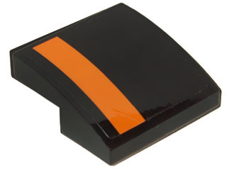Lego Slope, Curved 2 x 2 x 2/3 with Orange Stripe on Right Edge on Black Background Pattern (Sticker) - Set 75102
