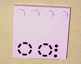 Lego Tile, Modified 4 x 4 with Studs on Edge with Black Dots and Broken Circles Pattern (Sticker) - Set 5890 / Pink