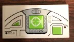 Lego Tile 2 x 4 with Pilot Console with Lime and White Head-up Display (HUD) Display Pattern Model Left Side (Sticker) - Set 75021