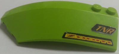 Lego Wedge 8 x 3 x 2 Open Right with 'TNR' and 'Zoom' on Black Background Pattern (Stickers) - Set 4589