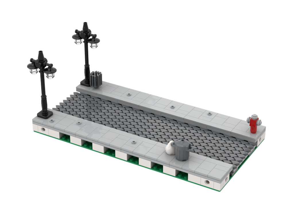 Lego Cobblestone road module for modular city - MILS plate