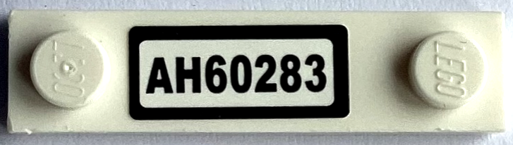 Lego Plate, Modified 1 x 4 with 2 Studs with Groove with 'AH60283' Pattern (Sticker) - Set 60283 / White