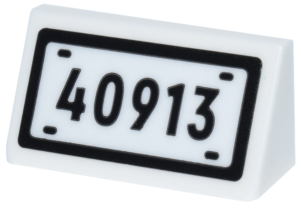 Lego Slope 30 1 x 2 x 2/3 with License Plate Black '40913' Pattern (Sticker) - Set 40913