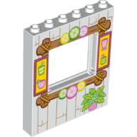 Lego Panel 1 x 6 x 6 with Window with Wood Frame with Drinks, Citrus Fruits and Potted Plant Print