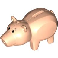 Lego Animal, Pig with Coin Plug Hole and Hole for Hat, with Eyes Print (Hamm) / Light Nougat