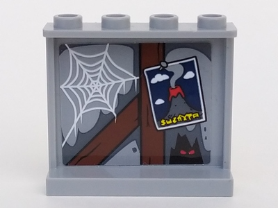 Lego Panel 1 x 4 x 3 with Side Supports - Hollow Studs with Spider Web and Volcano Poster Pattern (Sticker) - Set 70617