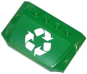 Lego Wedge 4 x 6 x 2/3 Triple Curved with White Recycling Arrows Pattern (Sticker) - Set 70805
