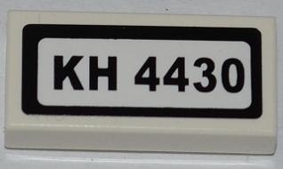 Lego Tile 1 x 2 with 'KH 4430' Pattern (Sticker) - Set 4430
