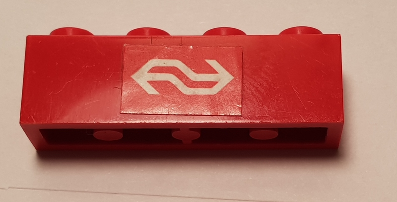 Lego Brick 1 x 4 with Dutch NS Logo Pattern (Sticker) - Set 164