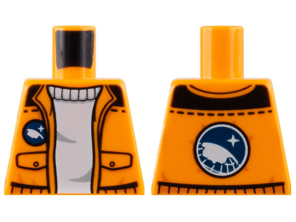 Lego Torso Jacket with Pockets over White Sweater, Arctic Explorer Logo on Reverse Pattern / Orange