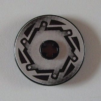 Lego Technic, Disk 3 x 3 with Disk Brake Silver / Black Hexagonal Bolt Pattern (Sticker) - Set 8355 / Black