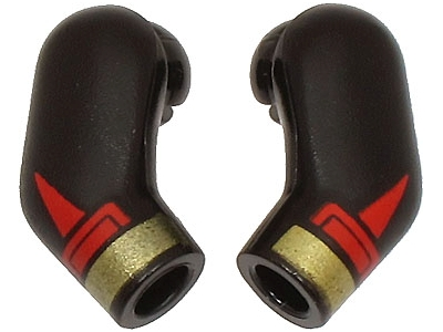 Lego Arm, (Matching Left and Right) Pair with Red Cuffs and Gold Bracelets Pattern / Black