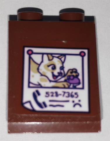 Lego Slope 65 2 x 2 x 2 with Bottom Tube with Telephone, '528-7365', Cat and Mouse Pattern (Sticker) - Set 41340