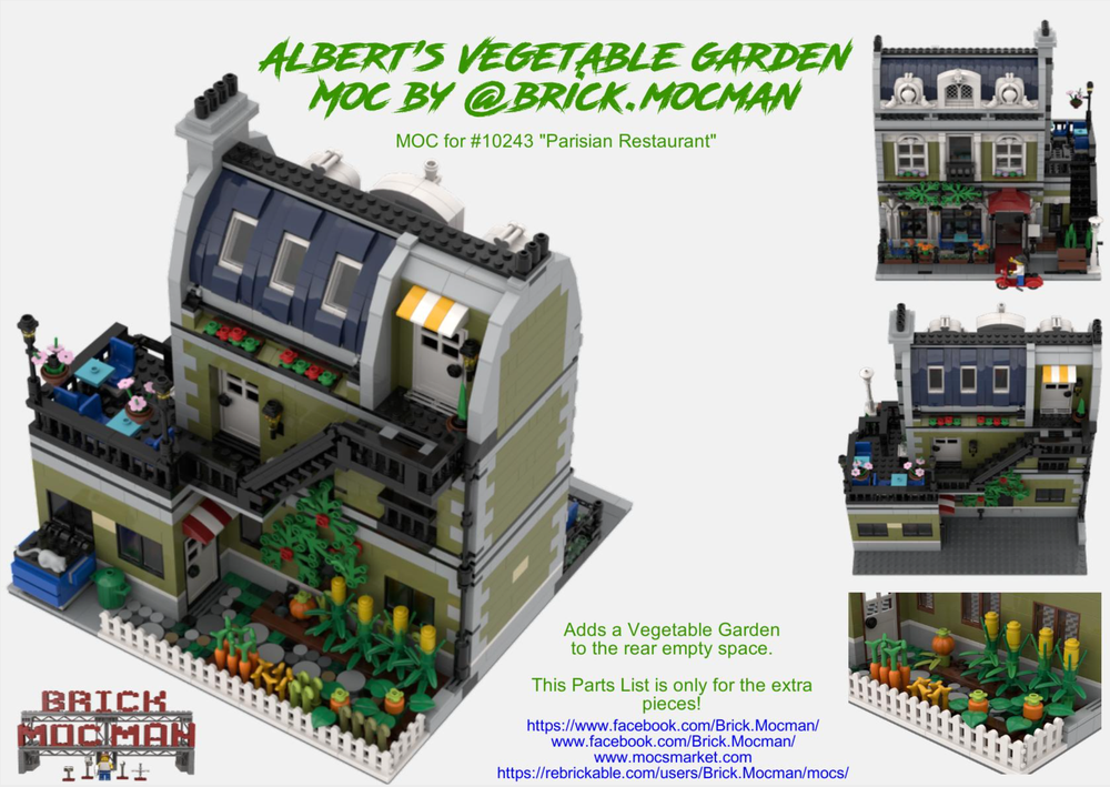 Lego Albert's Garden - Backyard MOC for set #10243 "Parisian Restaurant"