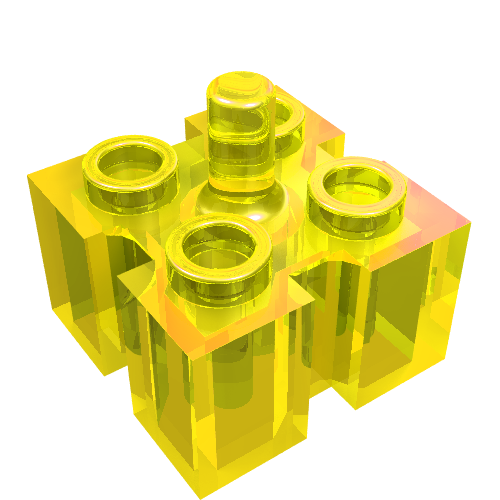 Lego Brick Special 2 x 2 with Grooves and Top Peg / Trans-Yellow