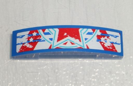 Lego Slope, Curved 4 x 1 x 2/3 Double with Red Star Lower Half Pattern (Sticker) - Set 9094