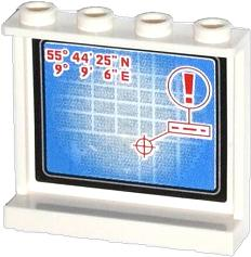 Lego Panel 1 x 4 x 3 with Side Supports - Hollow Studs with Map with Coordinates, Target and Red Exclamation Mark Pattern on Inside (Sticker) - Set 60044