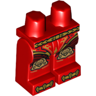 Lego Hips and Red Legs with Belt, Armor with Scales, and Gold Lion Knee Pads Print / Red