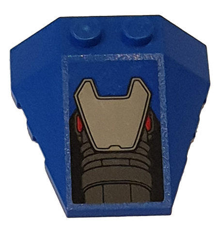 Lego Wedge 4 x 4 Triple with Stud Notches with Dark and Light Bluish Gray Engine Pattern (Sticker) - Set 76081 / Blue
