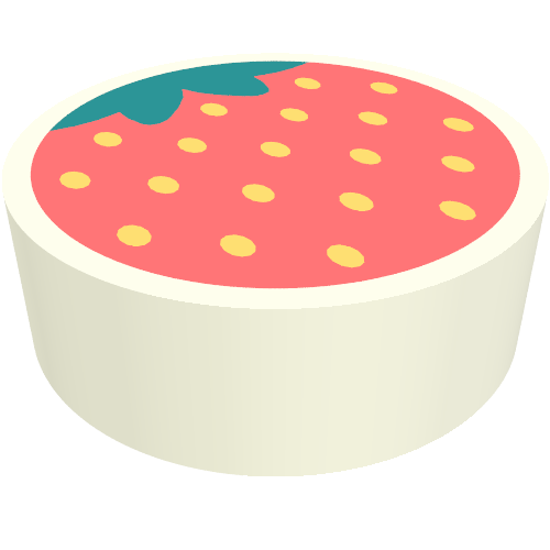 Lego Tile Round 1 x 1 with Strawberry Print