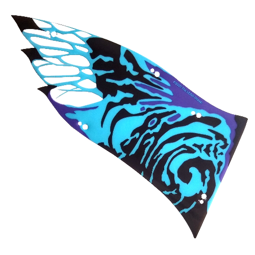 Lego Wing, Left, Banshee, Large, Black and Dark Azure Scales, Dark Purple Trim Print