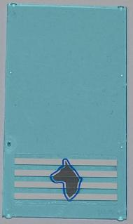Lego Glass for Window 1 x 4 x 6 with Dog Head on 4 White Stripes Pattern (Sticker) - Set 7498