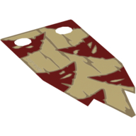 Lego Banner 23 x 52.5 with Tattered Edges and Dark Red Triangles Print / Tan