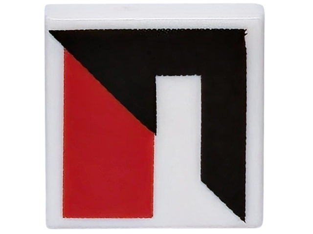 Lego Tile 1 x 1 with Black Triangle and Red Stripe Pattern Model Right Side