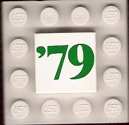 Lego Tile 2 x 2 with Green '79 Pattern