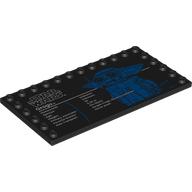 Lego Plate Special 6 x 12 with Studs on 3 Edges with White 'STAR WARS GROGU', Stats Print / Black