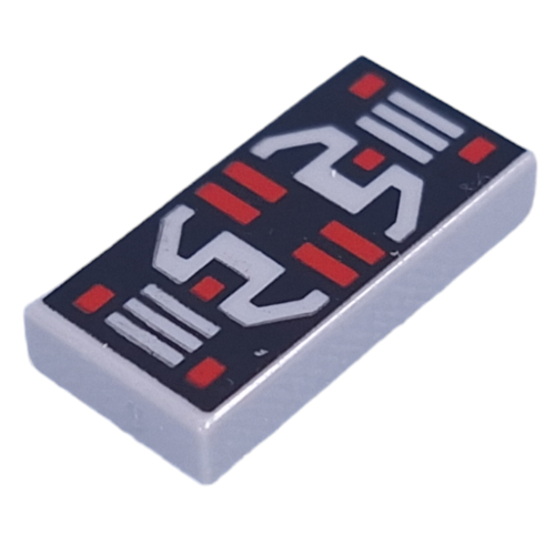 Lego Tile 1 x 2 with Black Panel, Light Bluish Grey/Red Controls print / Light Bluish Gray