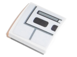 Lego Slope, Curved 2 x 2 x 2/3 with Black Rectangles and Lines Pattern (Sticker) - Set 75140 / Light Bluish Gray