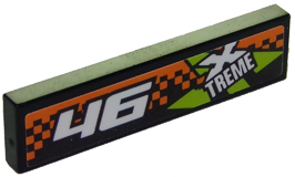 Lego Tile 1 x 4 with '46' and Xtreme Logo Pattern Model Left Side (Sticker) - Set 60146 / Black