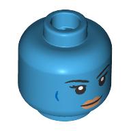 Lego Minifig Head Aayla Secura, Black eyebrows, Nougat Lips, Dark Blue Lines, Neutral / Angry Scowl / Dark Azure