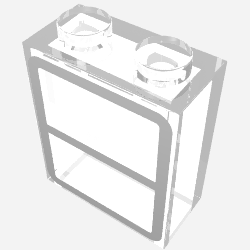 Lego Brick 1 x 2 x 2 without Bottom Tube with Train Window Print