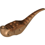 Lego Animal Body Part, Dinosaur, Raptor Body with Dark Orange Top with Dark Brown Stripes Print