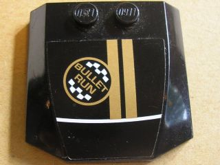 Lego Wedge 4 x 4 x 2/3 Triple Curved with 'BULLET RUN' and Two Gold Stripes Pattern (Sticker) - Set 8147