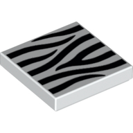 Lego Tile 2 x 2 with Zebra Stripes Print / White