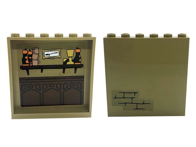 Lego Panel 1 x 6 x 5 with Bricks Outside and Cups, Goblet, Shelf and Pumpkins on Inside Pattern (Stickers) - Set 76388