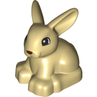 Lego Duplo Animal Rabbit with Head Raised and Brown Nose Print / Tan
