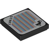 Lego Tile 2 x 2 with 'START', Tri-Speeder and Barcode Print (Sticker)
