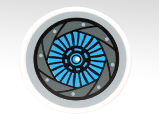 Lego Tile, Round 2 x 2 with Medium Azure and Gray Aperture Pattern (Sticker) - Set 70003