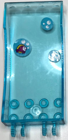 Lego Windscreen 8 x 4 x 2 Curved with Locking Dual 2 Fingers with Fish and Bubbles on Medium Azure Background Pattern (Stickers) - Set 41317 / Trans-Light Blue