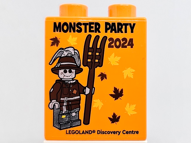 Lego Duplo, Brick 1 x 2 x 2 with MONSTER PARTY 2024 LEGOLAND Discovery Centre Pattern