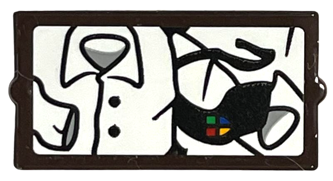 Lego Glass for Window 1 x 2 x 3 with White Shirt and Black Tie with Hogwarts Crest Pattern (Sticker) - Set 76405