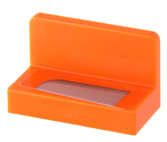 Lego Panel 1 x 2 x 1 with Silver Rectangle with Rounded Corner Pattern Model Right Side (Sticker) - Set 42204 / Orange