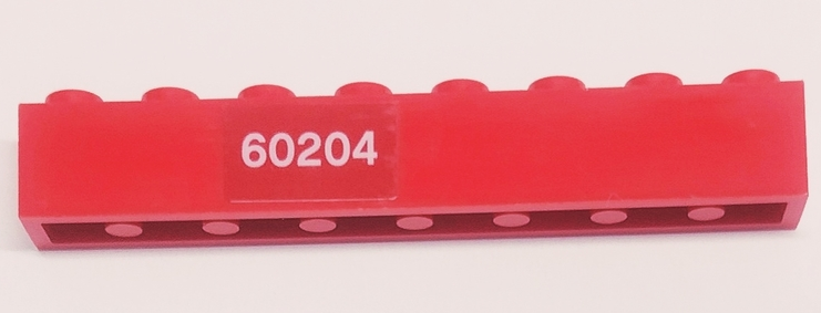Lego Brick 1 x 8 with White '60204' Pattern Model Right Side (Sticker) - Set 60204