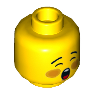 Lego Minifig Head, Rosy Cheeks, Open Mouth, Screaming/Singing, Closed Eyes [Hollow Stud] / Yellow