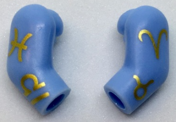 Lego Arm, (Matching Left and Right) Pair with Gold Zodiac Symbols Pattern / Bright Light Blue